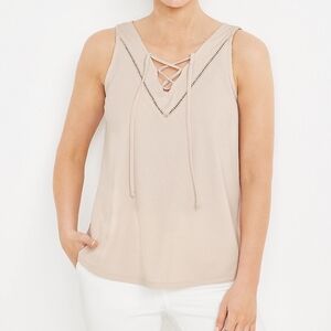 Maurices Cream Lace-Up Tank Top